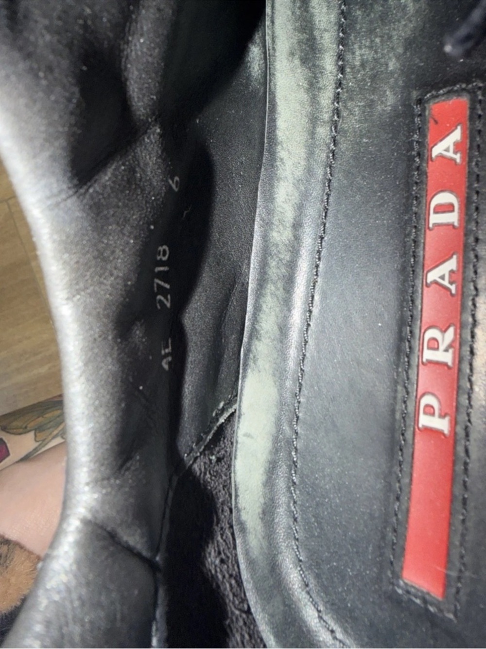PRADA Sport Black Leather Textile Sneakers Men’s Low Top Lace Up 2718 AF  | 8.5 - Picture 11 of 11